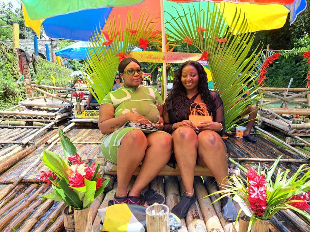 Guests enjoying their Bamboo Rafting Experience with Just Because Tours