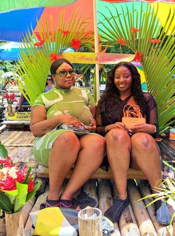Guests enjoying their Bamboo Rafting Experience with Just Because Tours