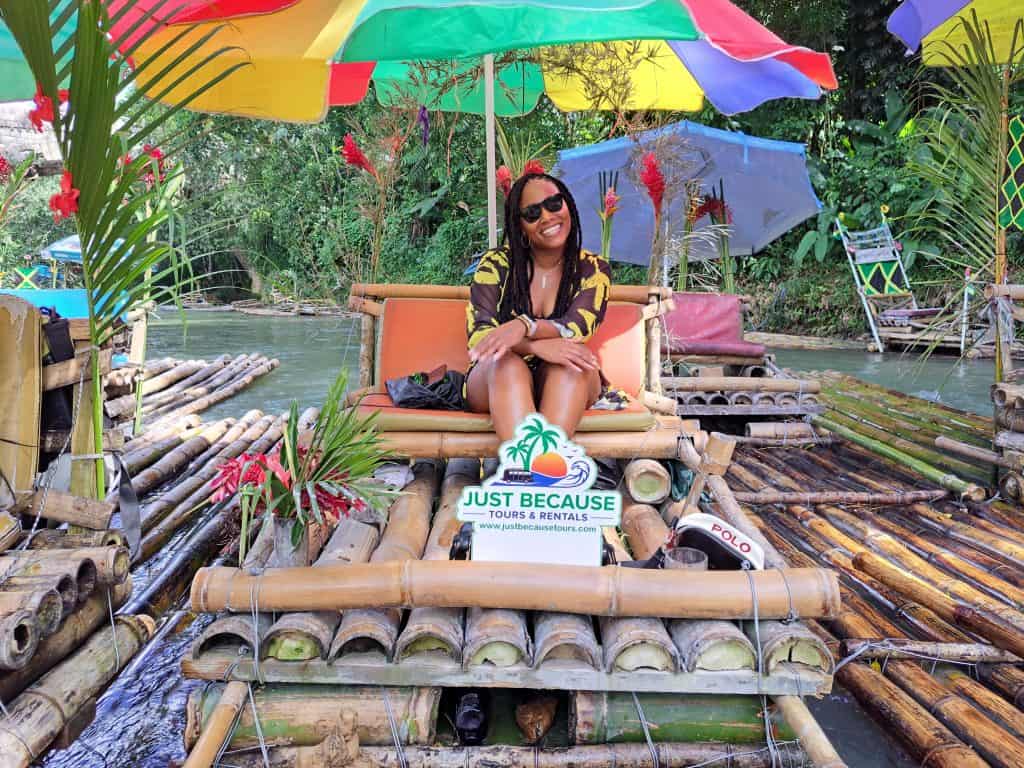 Trip Search Result 6 Just Because Tours client enjoying Bamboo Rafting