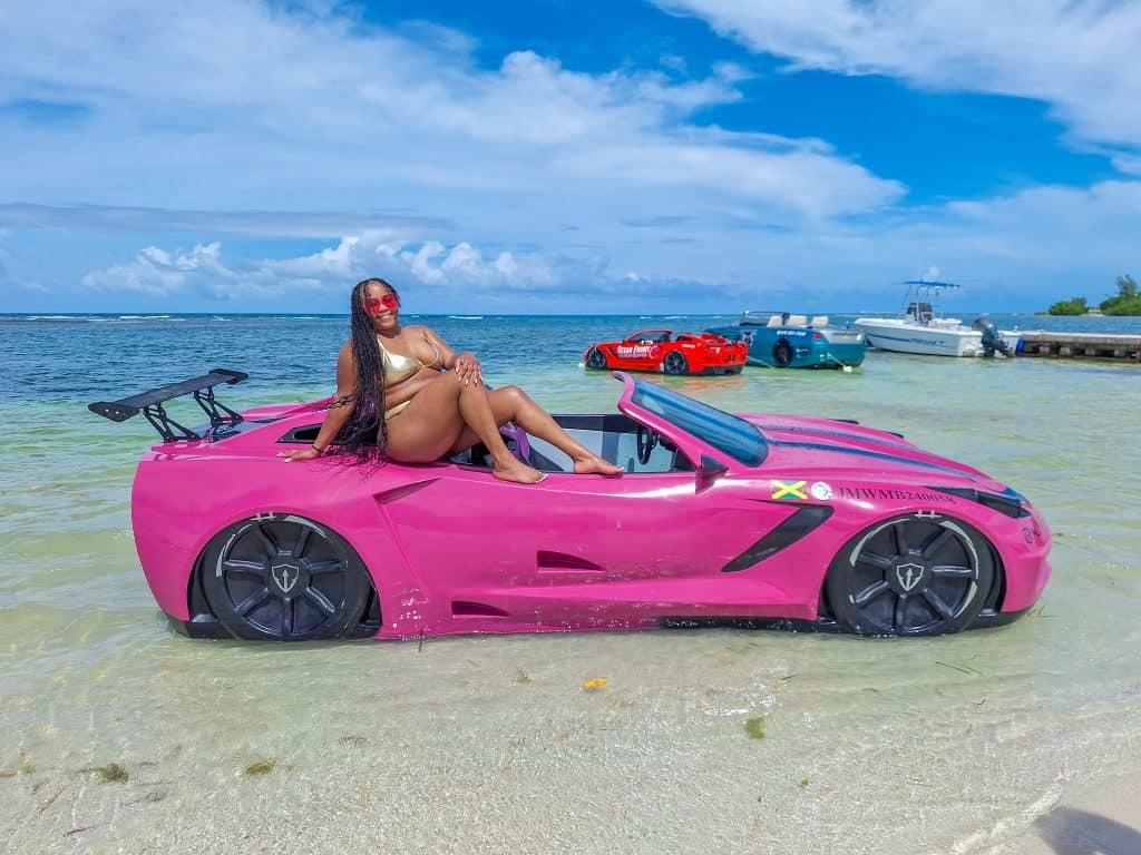 Woman posing on Jet Car